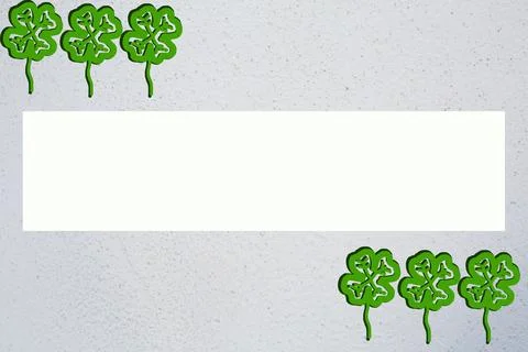Picture of three green quatrefoils in upper left and down right corner with copy Stock Illustration