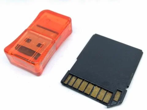 A picture of two memory card reader isolated on white background Stock Photos