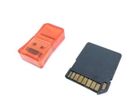 A picture of two memory card reader on white background Stock Photos