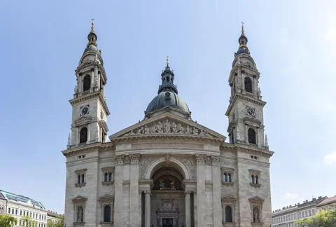 A picture of the upper section of the St. Stephen's Basilica Stock Photos
