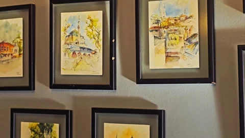 Picture a wall with a clock and. Stock Footage 282682463