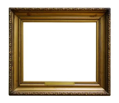 Picture wooden ornate frame for design on white isolated background Stock Photos