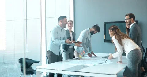 Picture of young architects discussing about project Stock Footage 80275036