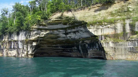 Pictured Rocks 03 rock arch Stock Footage 25542450