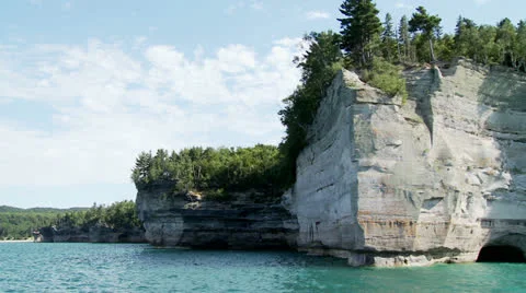 Pictured Rocks 05 cliffs Stock Footage 25542468