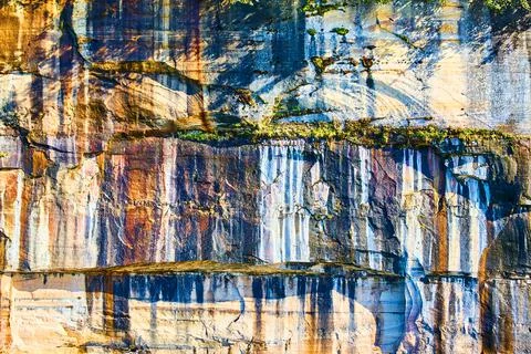 Pictured Rocks with multicolored section of stone Stock Photos