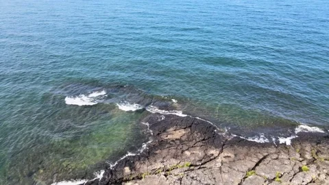 Pictured Rocks Munising Drone Shot Over Small Island Stock Footage 154134483
