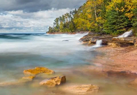 Pictured Rocks Surf Stock Photos