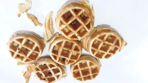 Pictured on the side, round waffles mixed with raisins, Stock Photos
