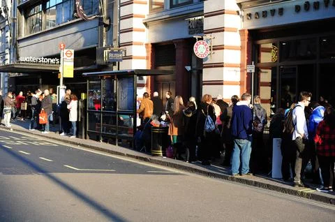 Pictured: Stephanie Meyer Fans Queue Up To Get A Book Signed On Piccadilly Londo Stock Photos