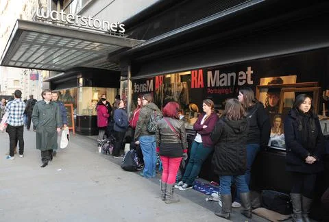 Pictured: Stephanie Meyer Fans Queue Up To Get A Book Signed On Piccadilly Londo Stock Photos