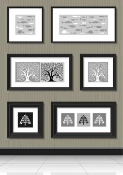 The pictures in black frames Stock Illustration