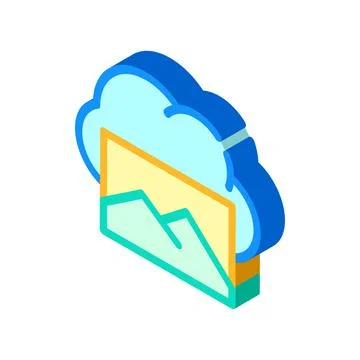 Pictures cloud storage isometric icon vector illustration 스톡 일러스트