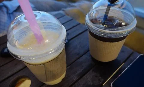 Pictures of cold drinks on the table Stock Photos