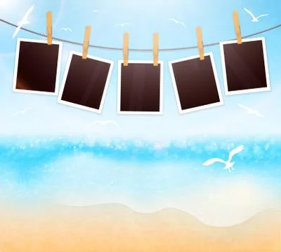 Pictures on seaside background vector Stock Illustration