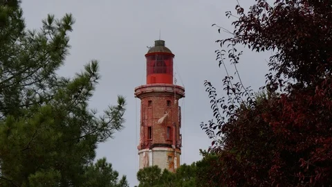 Pictureseque lighthouse in Cap Ferret Stock Footage 96073575