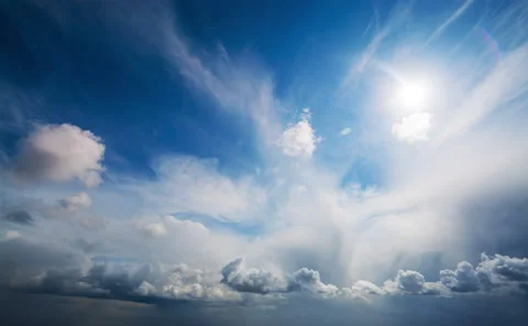 Picturesque aerial timelapse of changing weather from clear blue sky with. Stock Footage