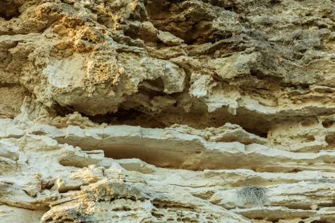 Picturesque background of collapsing surface of limestone rock. Abstract beau Stock Photos