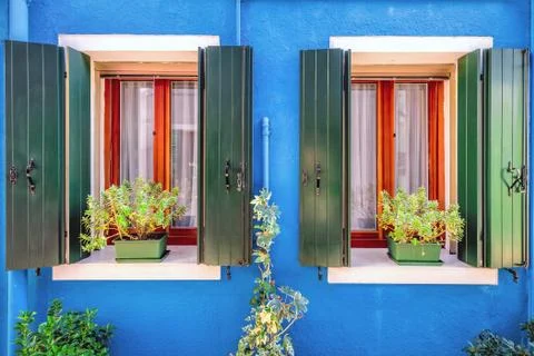 Picturesque blue wall Stock Photos
