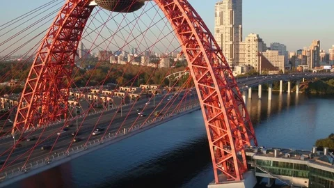 The picturesque bridge in Moscow Stock Footage