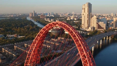 The picturesque bridge in Moscow Stock Footage