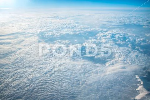 The picturesque cloud cover. View from plane Stock Photos