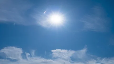 The picturesque cloud flow on the bright sun background. time lapse Video stock 112601682