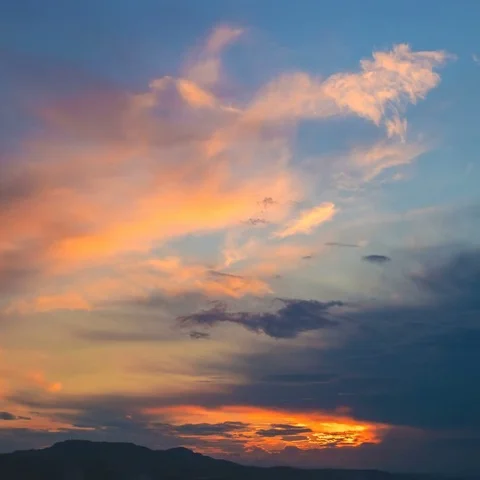 The picturesque cloud stream on the background of mountain landscape. Wide angle Stock Footage 69445550