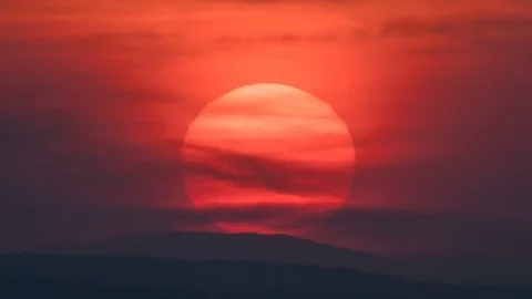 The picturesque cloud stream on the mountain sunset background. time lapse Stock Footage 80735228