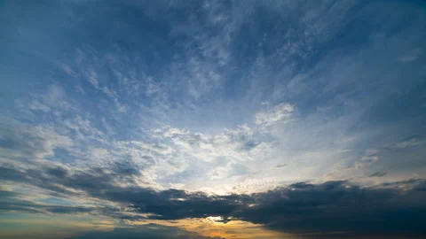 The picturesque cloud stream on the sunset background. time lapse Stock Footage 110434149