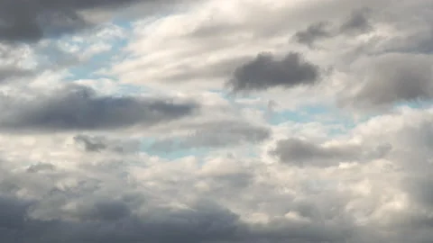 Picturesque cloudscape with fluffy grey and white clouds Stock Footage