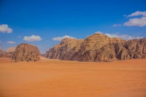 Picturesque colorful desert landscape Middle East heritage site scenic view s Stock Photos