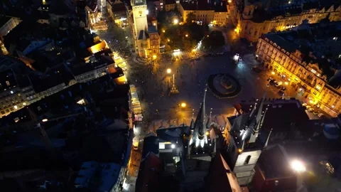 A picturesque flight over the architecture of the old town of Prague Stock Footage 256690922