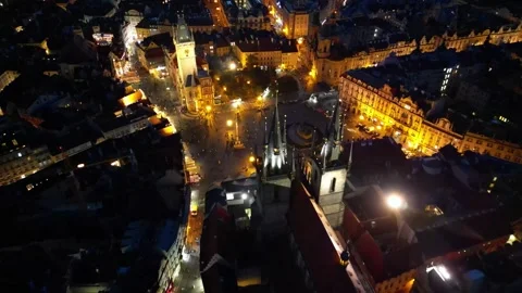 A picturesque flight over the architecture of the old town of Prague Stock Footage 256690950