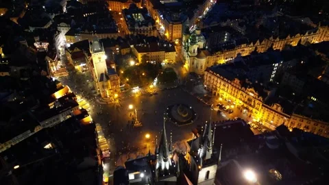 A picturesque flight over the architecture of the old town of Prague Stock Footage 256691004