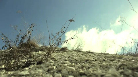 The picturesque hillside on a background of clouds float Stock Footage 48778609