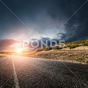 Picturesque landscape scene road Stock Photos