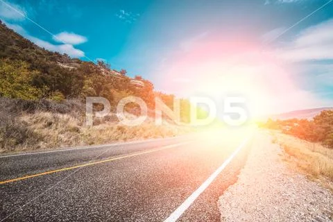 Picturesque landscape scene road Stock Photos