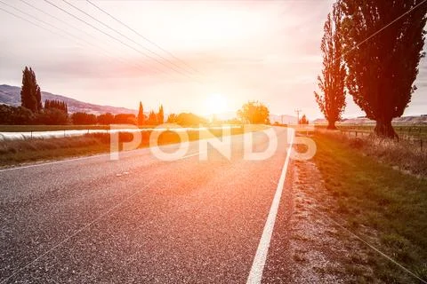 Picturesque landscape scene road Stock Photos