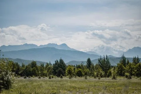 Picturesque mountain landscape with dramatic clouds, a Foto stock