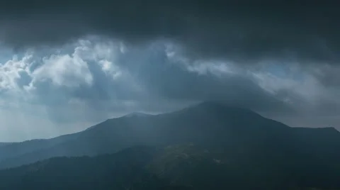 The picturesque mountain view on the background of cloud stream. Time lapse Stock Footage 67668857