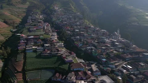Picturesque Nepal Van Java Tiered Village On An Active Volcano. Stock Footage 251121215
