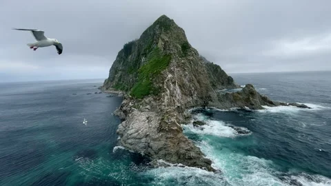 Picturesque panoramic view from lighthouse Aniva to majestic Sakhalin Island Video stock 209130796