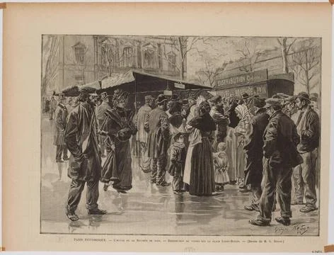 Picturesque Paris. - The work of the bite of bread. - Distribution of food... Stock Photos