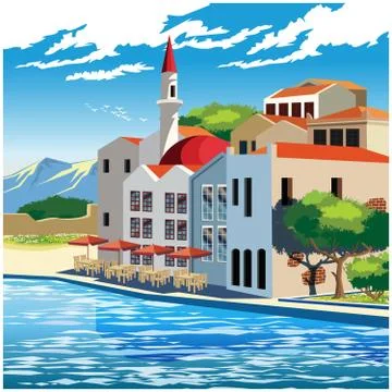 Picturesque quay 스톡 일러스트