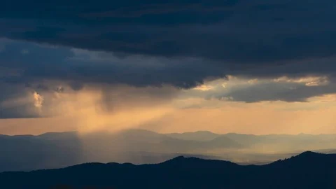 The picturesque rainy cloud stream above mountains. time lapse Stock Footage 112775035