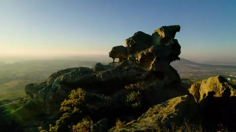 A picturesque rock-ring with a round window. Stock Footage 263357210