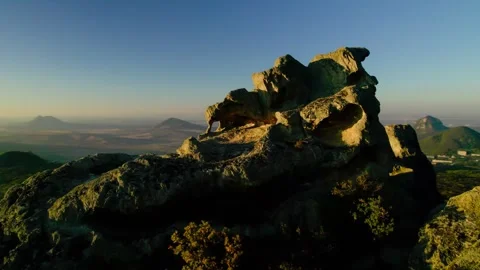 A picturesque rock-ring with a round window. Stock Footage 263357465