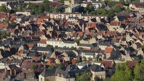 The picturesque rooftops and medieval architecture of La Charite-sur-Loire Stock Footage 346721785