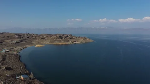 The picturesque shore of Lake Sevan in Armenia. Stock Footage 126313719
